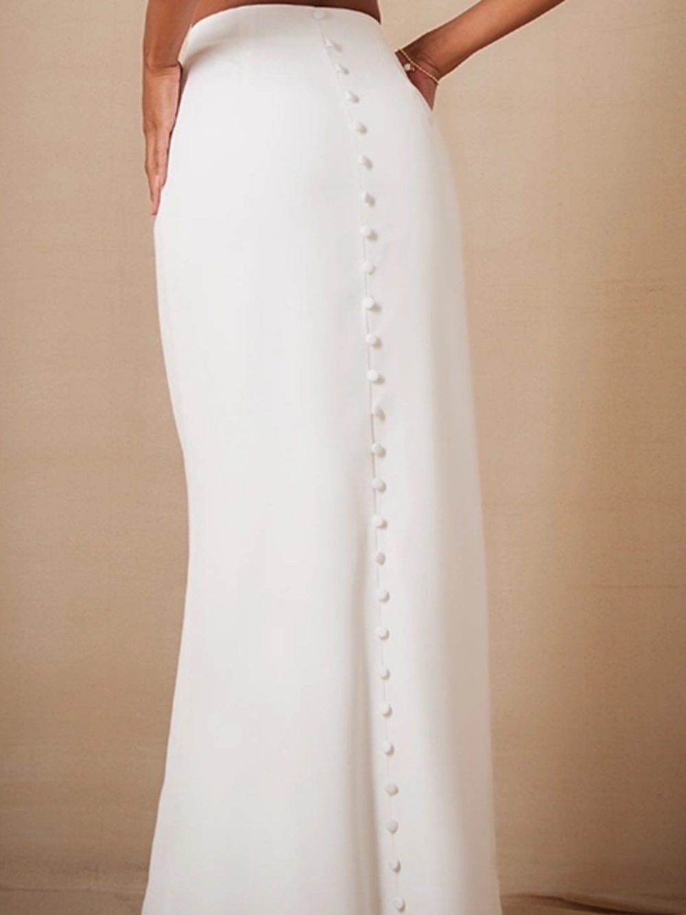 NWT PrettyLittleThing White Woven Detail Button-Back Maxi Skirt